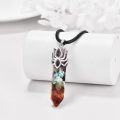 wholesale 925 Sterling Silver Multi-Color Chakra Healing Crystal Point with Lotus Flower Pendant Necklace for Women Yoga Jewelry-0-2