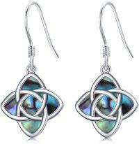 wholesale 925 Sterling Silver Celtic Knot Moonstone Abalone Drop Earrings for Women Irish s-Abalone