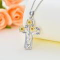 wholesale 925 Sterling Silver 925 Gold Plated Sunflower Tree Of Life Cross Pendant Necklace For Women Religious -0-3