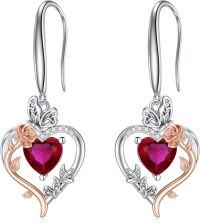 wholesale TOUPOP Garnet January Birthstone Earrings Sterling Silver Rose Heart Garnet Earrings Heart Butterfly Earrings Jewelry Anniversary Birthday Christmas Gifts For Women Her Wife Girlfriend Mom -undefined