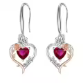 TOUPOP Sterling Silver Garnet Heart Butterfly Earrings-0-0