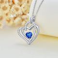 wholesale 925 Sterling Silver Blue Sapphire Heart Pendant Necklace for Women Mothers Day Gifts-0-4