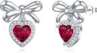 wholesale 925 Sterling Silver Heart Birthstone Stud Earrings Women s Birthday Jewelry Christmas Gifts-01-Jan-Garnet