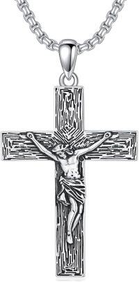 wholesale 925 Sterling Silver Crucifix Pendant with Cross and Jesus Statue on Chain for Men Women  24 Length-E1.Jesus Christ(cross)