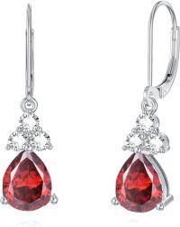 wholesale 925 Sterling Silver Birthstone Dangle Drop Earrings for Women-July-Ruby