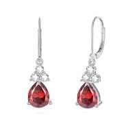 wholesale 925 Sterling Silver Garnet Teardrop Earrings-July-Ruby