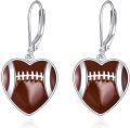 wholesale 925 Sterling Silver Football Heart Dangle Drop Sports Earrings Gifts for Women-0-0