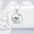 wholesale 925 Sterling Silver Abalone Shell Dolphins Pendant Necklace with Sunflower Charm-0-1