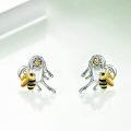 wholesale 925 Sterling Silver Bee and Flower Drip Stud Earrings - Unique Gift for Her-0-2
