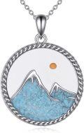 wholesale 925 Sterling Silver Mountain Turquoise Stone Round Pendant Necklaces for Women-0-0