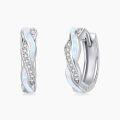 wholesale 925 Sterling Silver White Fire Opal & CZ Twist Design Hoop Earrings for Women-0-0