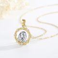 wholesale 925 Sterling Silver Virgin Mary Pendant Necklace with Gold Accents and Cubic Zirconia Stones for Women-0-1