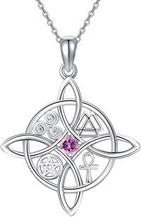 wholesale Sterling Silver Celtic Cross Witches Knot Pendant Necklace Amulet Gift-A-Birthstone-October-A-Birthstone-October
