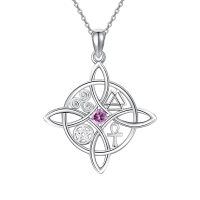 wholesale 925 Sterling Silver Moissanite Witches Knot Necklace Witch Jewelry for Women-A-Birthstone-October-A-Birthstone-October