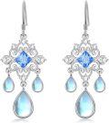 wholesale 925 Sterling Silver Blue Crystal Teardrop Moonstone Chandelier Earrings for Women-0-0