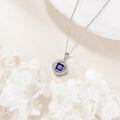 wholesale 925 Sterling Silver Pendant Necklace With Square Blue Crystal Zircon Twist Design-0-1