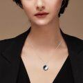 wholesale 925 Sterling Silver Yin Yang Pendant Necklace with Black Onyx and White Enamel Design for Men & Women-0-3