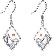 wholesale 925 Sterling Silver Abalone Shell Mustard Seed Round Rhombus Mountain Dangle Earrings-Mountain Mustard Seed