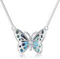 wholesale 925 Sterling Silver Blue Abalone Shell Butterfly Pendant Necklace for Women-0-0