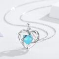 wholesale 925 Sterling Silver I Love You to the Moon and Back Turquoise Heart Pendant Necklace-0-1