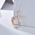 wholesale 925 Sterling Silver Tree with Giraffe and Leaves Charm Necklace-0-4