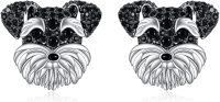 wholesale 925 Sterling Silver Black Crystal Dog Stud Earrings s for Women-Schnauzer
