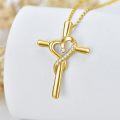 wholesale 14K Gold Heart-Shaped Pendant with Diamonds and Chain - Mother's Day Gift-0-1