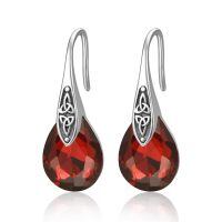 wholesale 925 Sterling Silver Teardrop Earrings Wholesale With Blue Crystals-01 Jan