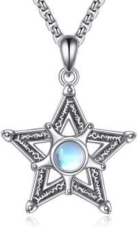 wholesale 925 Sterling Silver Moonstone Star of David Pendant for Men's Jewish Necklaces s-moonstone
