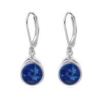 wholesale 925 Sterling Silver Dangle Earrings Wholesale With Black Onyx Stones Elegant Design-Lapis Lazuli