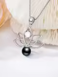 TOUPOP Sterling Silver Black Pearls Necklace For Women-0-2