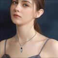 wholesale 925 Sterling Silver Turquoise Feather Pendant Necklace Vintage Rope Chain Jewelry-0-2