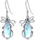 wholesale 925 Sterling Silver Dragonfly Moonstone Leverback Dangle Drop Earrings for Women-0-0