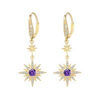 wholesale 925 Sterling Silver Gold-Plated Moonstone & Opal Starburst Leverback Drop Earrings-February (Gold Plated)-February (Gold Plated)