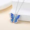 wholesale 925 Sterling Silver Blue and Purple Enamel Butterfly Pendant Necklace for Women-0-2