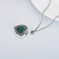 wholesale 925 Sterling Silver Heart Cremation Urn Necklace Oxidized Floral Amethyst Memorial Pendant-0-23