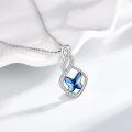 wholesale 925 Sterling Silver Blue Crystal Butterfly Pendant Necklace-0-3