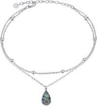 wholesale 925 Sterling Silver Teardrop Abalone Shell Flower Charm Layered Ankle Bracelet-Abalone Sunflower Anklet