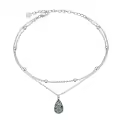 wholesale 925 Sterling Silver Teardrop Abalone Shell Flower Charm Layered Ankle Bracelet-0-0