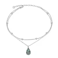 wholesale 925 Sterling Silver Teardrop Abalone Shell Flower Charm Layered Ankle Bracelet-Abalone Sunflower Anklet