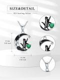 wholesale 925 Sterling Silver Black Cat Necklace with Heart Birthstone Crescent Moon Star Pendant Gothic Jewelry Gift for Women Wife Cat Lover-0-1