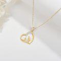 wholesale 14K Solid Gold Nickel-Free Heart Father Necklace, Hypoallergenic High Polish Gift for Women-0-2