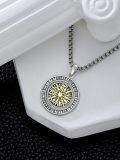 wholesale 925 Sterling Silver Viking Vegvisir Compass Pendant Necklace-0-9