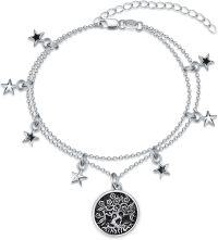 wholesale Sterling Silver Women s Tree of Life Dainty Star Layered Bracelet-Vintage Daisy Tree of Life
