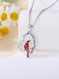 wholesale 925 Sterling Silver Red Enamel Cardinal Bird in Heart Pendant Necklace for Women-0-4