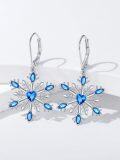 wholesale 925 Sterling Silver Snowflake Blue Crystal Drop Dangle Earrings for Women Holiday s-0-3