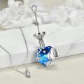 wholesale 925 Sterling Silver Blue Crystal Elephant & Dragonfly Urn Keepsake Memorial Cremation Jewelry for Ashes - 3D Animal Design with Heart-Shaped Pendant and Chain (Small)-0-2