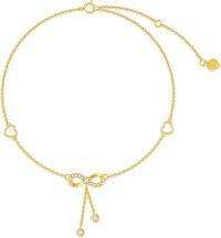 wholesale 14K Gold Infinity & Hearts Ankle Anklet with Moissanites - Adjustable Size-Yellow