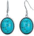 wholesale 925 Sterling Silver & Natural Turquoise Drop Earrings for Women, Elegant Gemstone Jewelry Gift-0-0