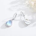 wholesale 925 Sterling Silver Moonstone Drop Earrings Platinum Plated Pear Cut Filigree Lever Back-0-4